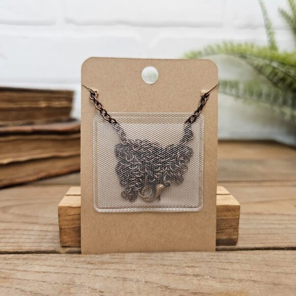 Steampunk Copper Pendant Necklace Made with Genuine Watch Parts & Gears on Chain - Picture 3 of 7